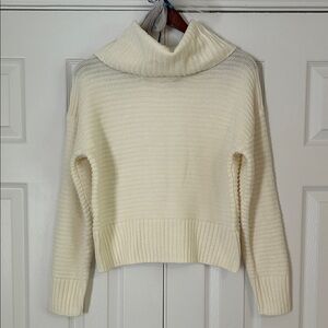 Pink Rose Cream Cowl Turtleneck Sweater